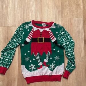 Well Worn Green and Red Elf Sweater